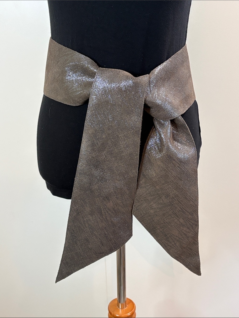 Shimmery Taupe Obi Belt 67”